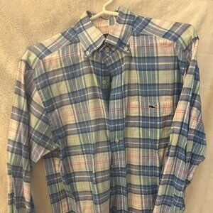 Mens small Vineyard Vines blue plaid button down